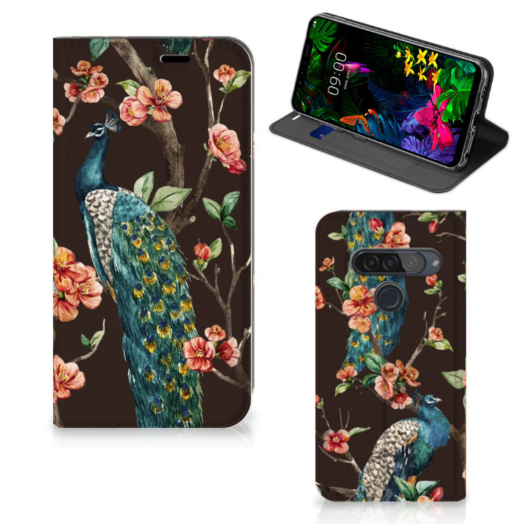 LG G8s Thinq Hoesje maken Pauw met Bloemen