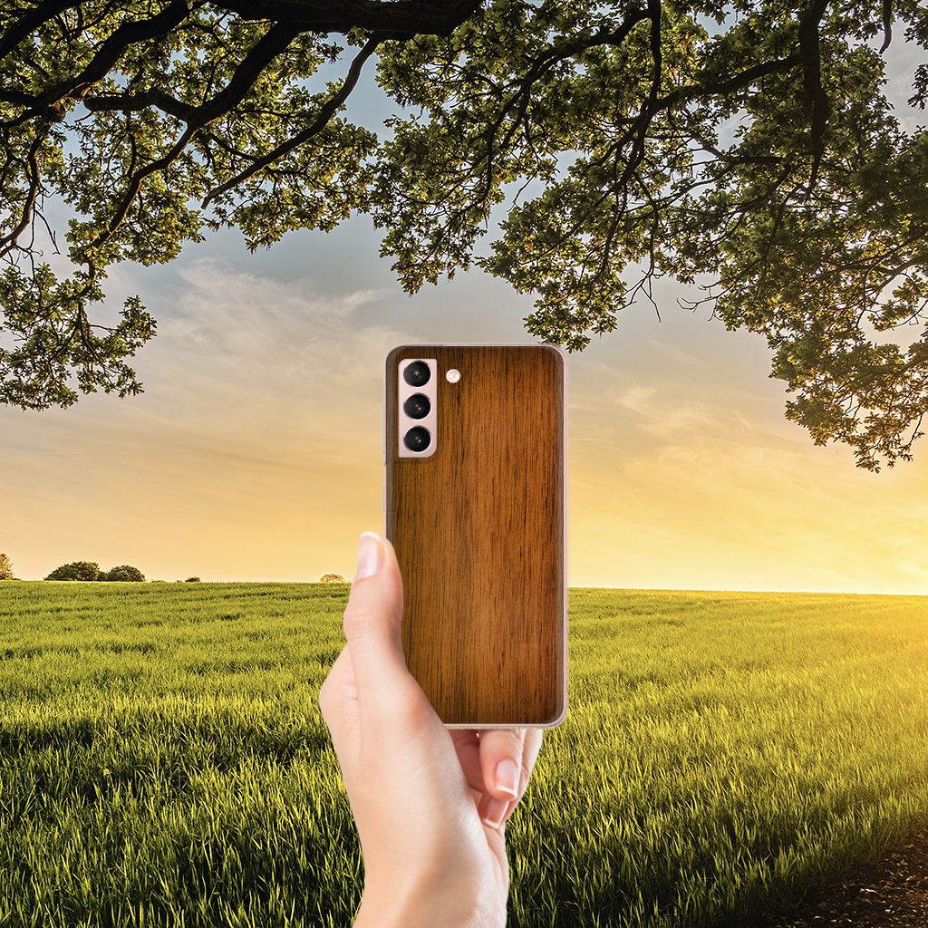 Samsung Galaxy S21 Bumper Hoesje Donker Hout