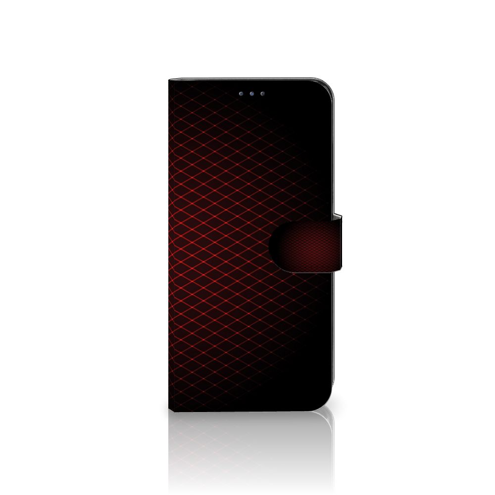 Motorola Moto G22 Telefoon Hoesje Geruit Rood, minimalistisch design met ruimte voor 3 pasjes.