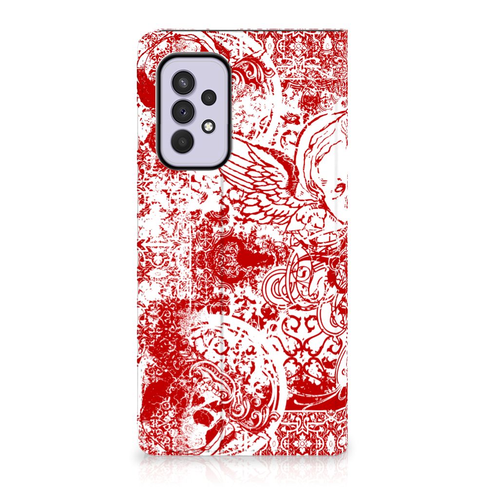 Mobiel BookCase Samsung Galaxy A33 5G Angel Skull Rood - B2C Telecom