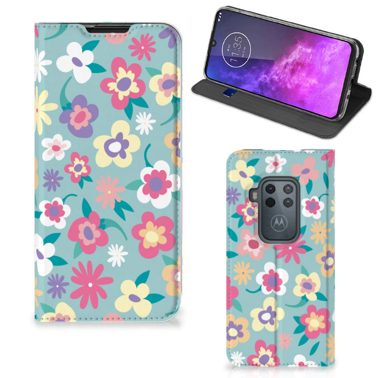 Motorola One Zoom Smart Cover Flower Power