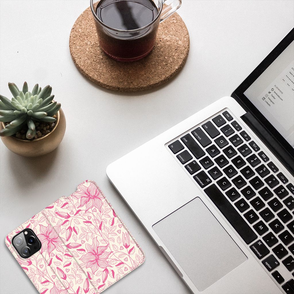 iPhone 14 Pro Smart Cover Pink Flowers