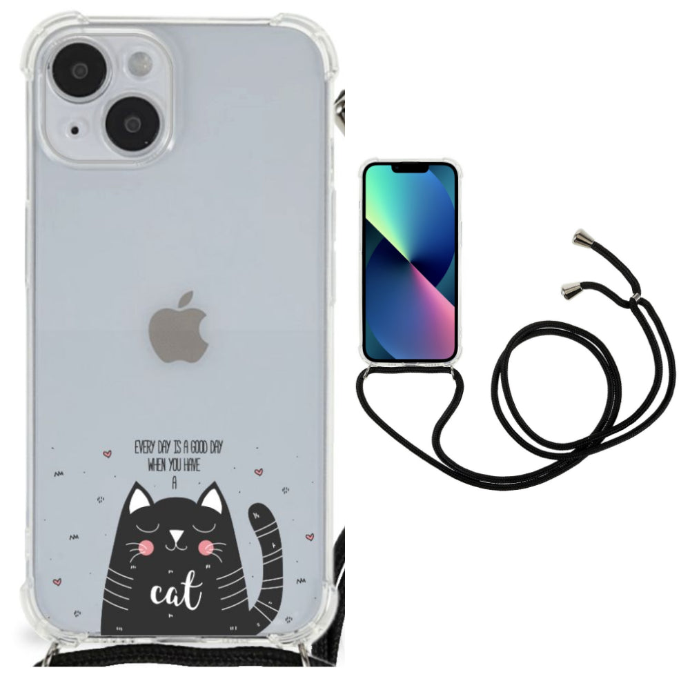 iPhone 14 Plus Stevig Bumper Hoesje Cat Good Day