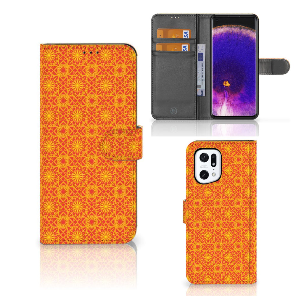 OPPO Find X5 Pro Telefoon Hoesje Batik Oranje