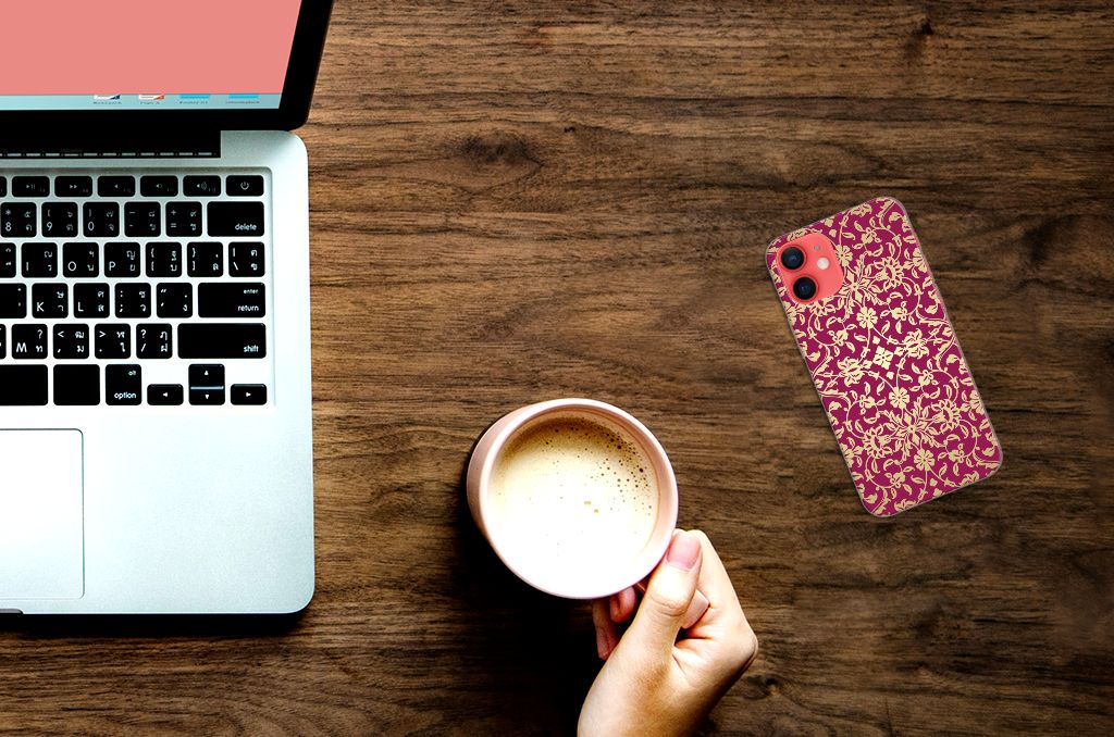 Siliconen Hoesje iPhone 12 Mini Barok Pink B2C Telecom