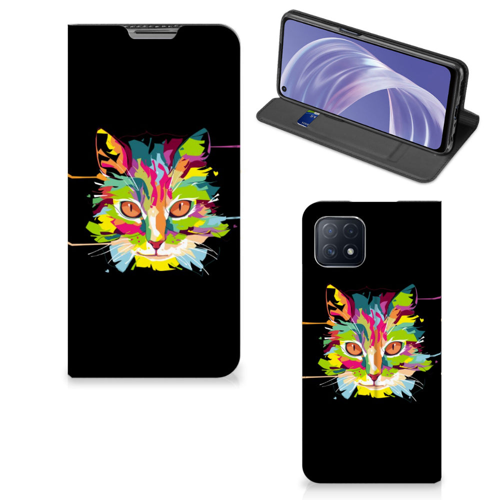 OPPO A73 5G Magnet Case Cat Color