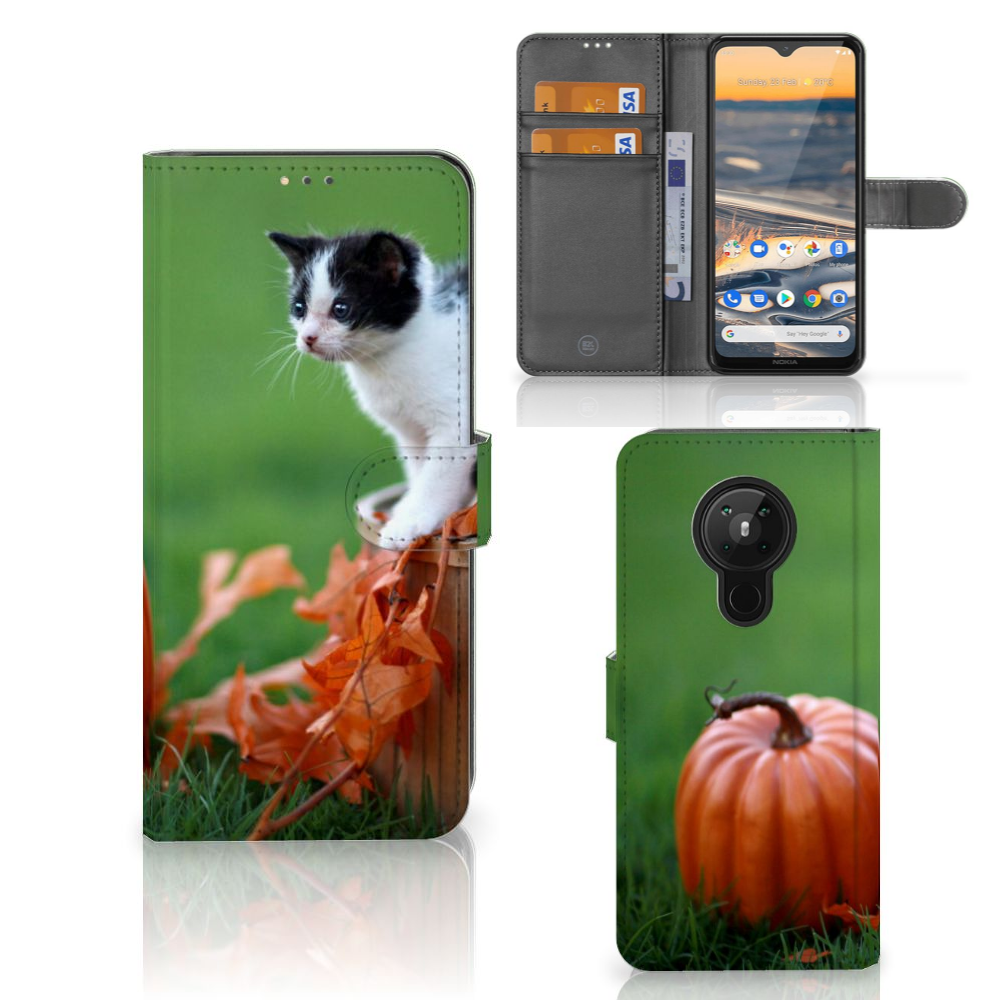 Nokia 5.3 Telefoonhoesje met Pasjes Kitten