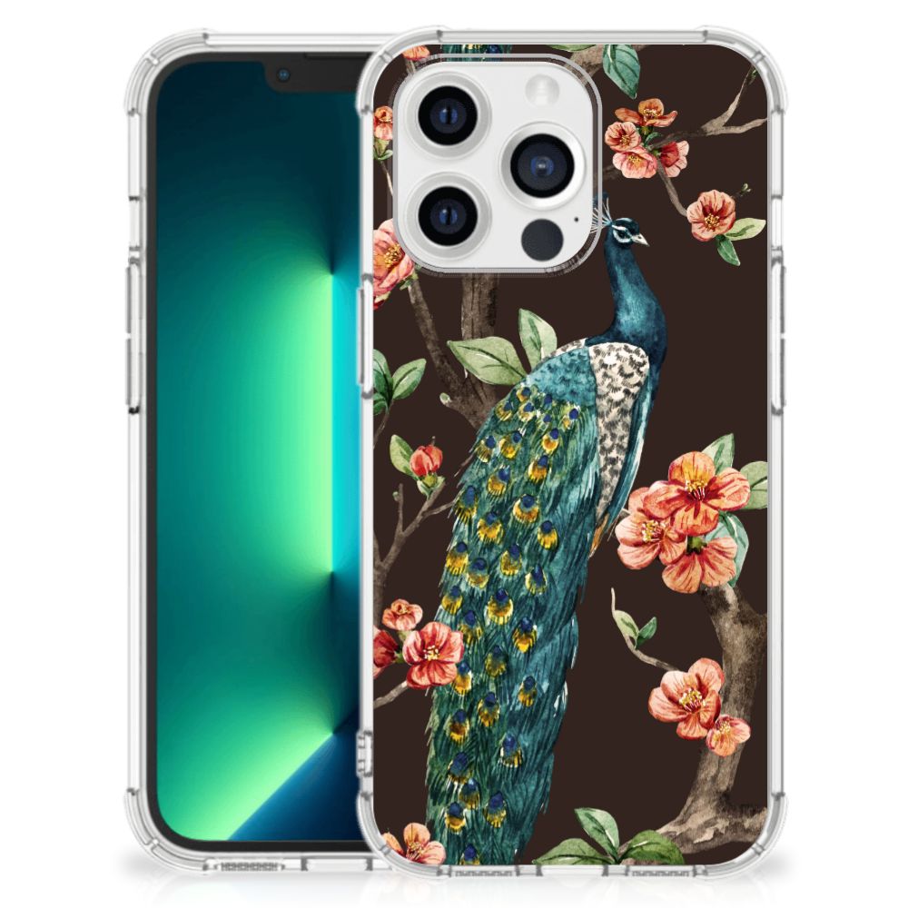 iPhone 13 Pro Max Case Anti-shock Pauw met Bloemen - B2C Telecom