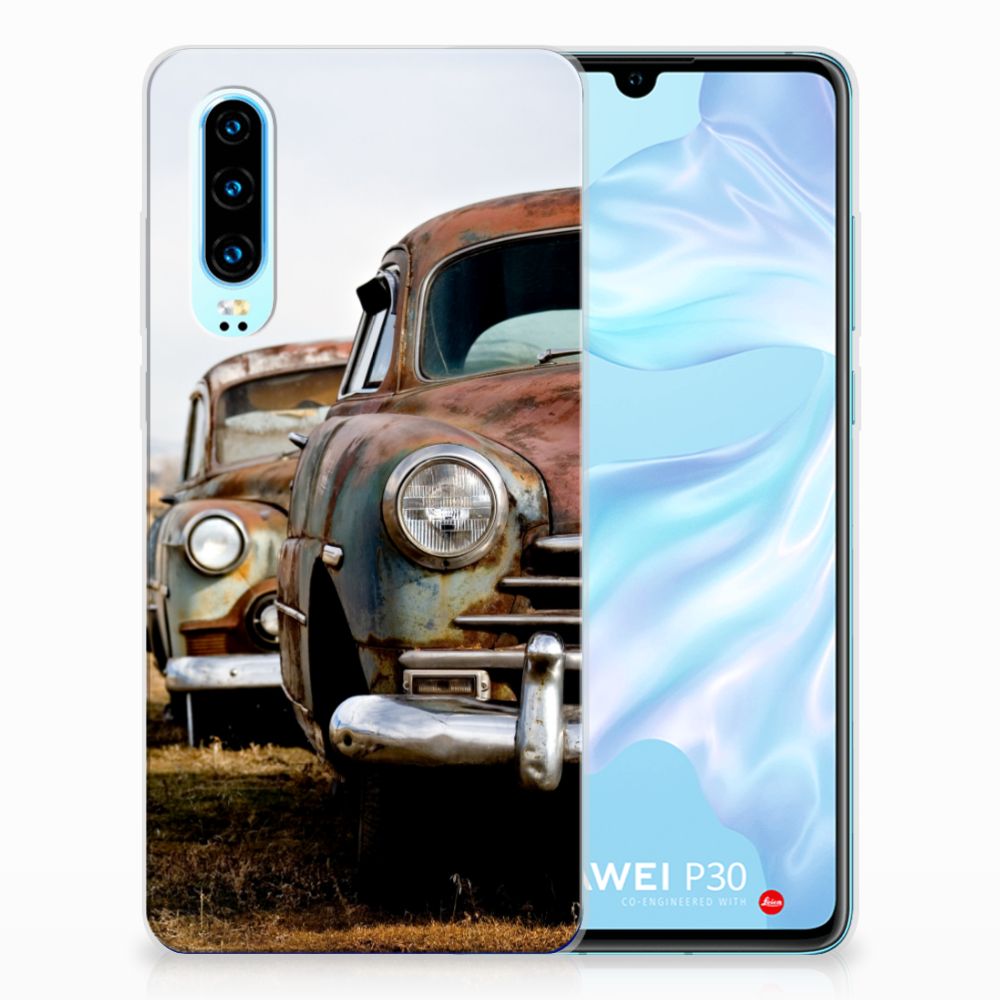 Huawei P30 Siliconen Hoesje met foto Vintage Auto