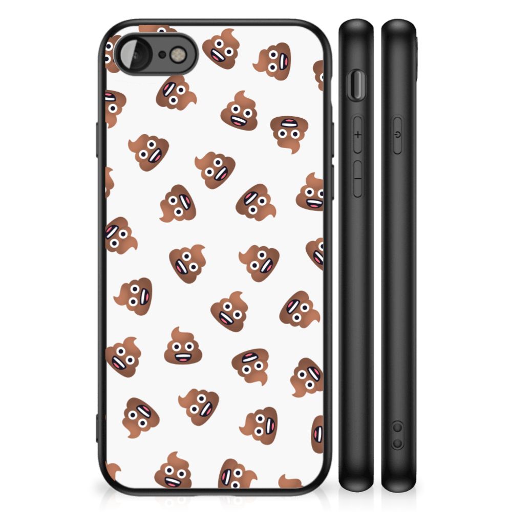 Back Case voor iPhone SE 2022 | SE 2020 | 7/8 Poep Emojis met schattige poepemoji's op een lichte achtergrond.