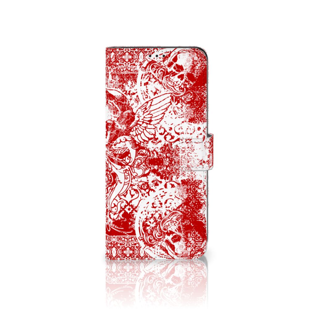 Telefoonhoesje met Naam Samsung Galaxy S21 Ultra Angel Skull Rood