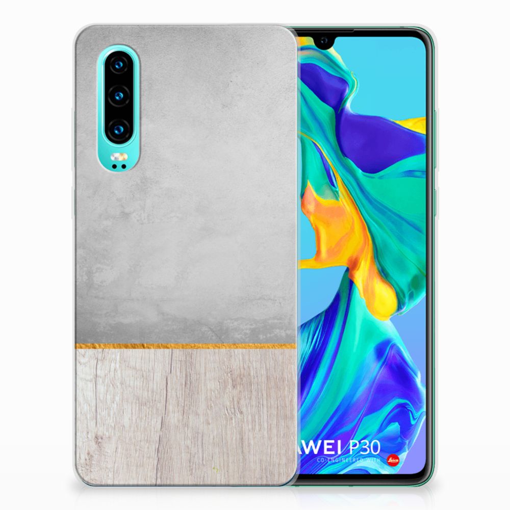 Huawei P30 Bumper Hoesje Wood Concrete