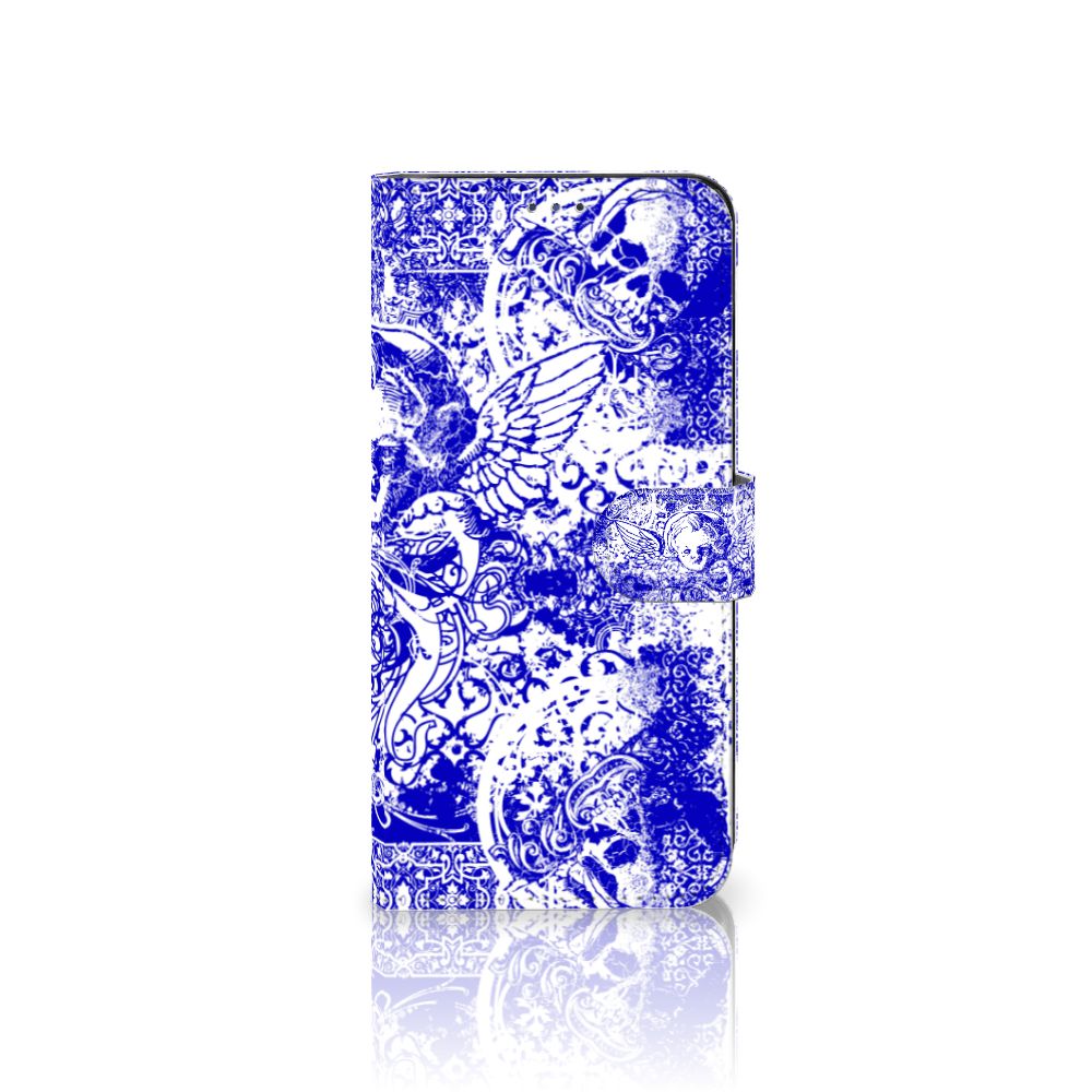 Telefoonhoesje met Naam Motorola Moto G22 Angel Skull Blauw