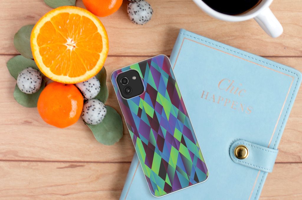 Samsung Galaxy A03 TPU Hoesje Abstract Green Blue B2C Telecom