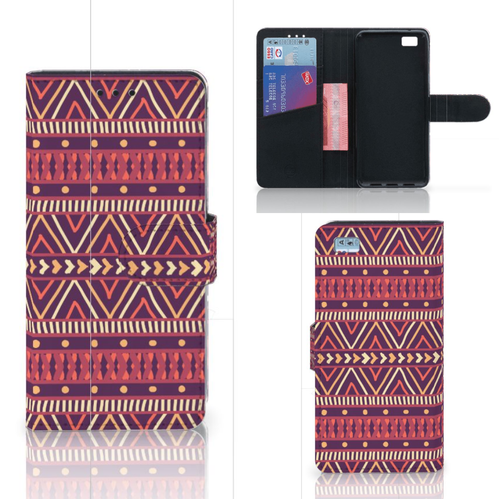 Huawei Ascend P8 Lite Telefoon Hoesje Aztec Paars
