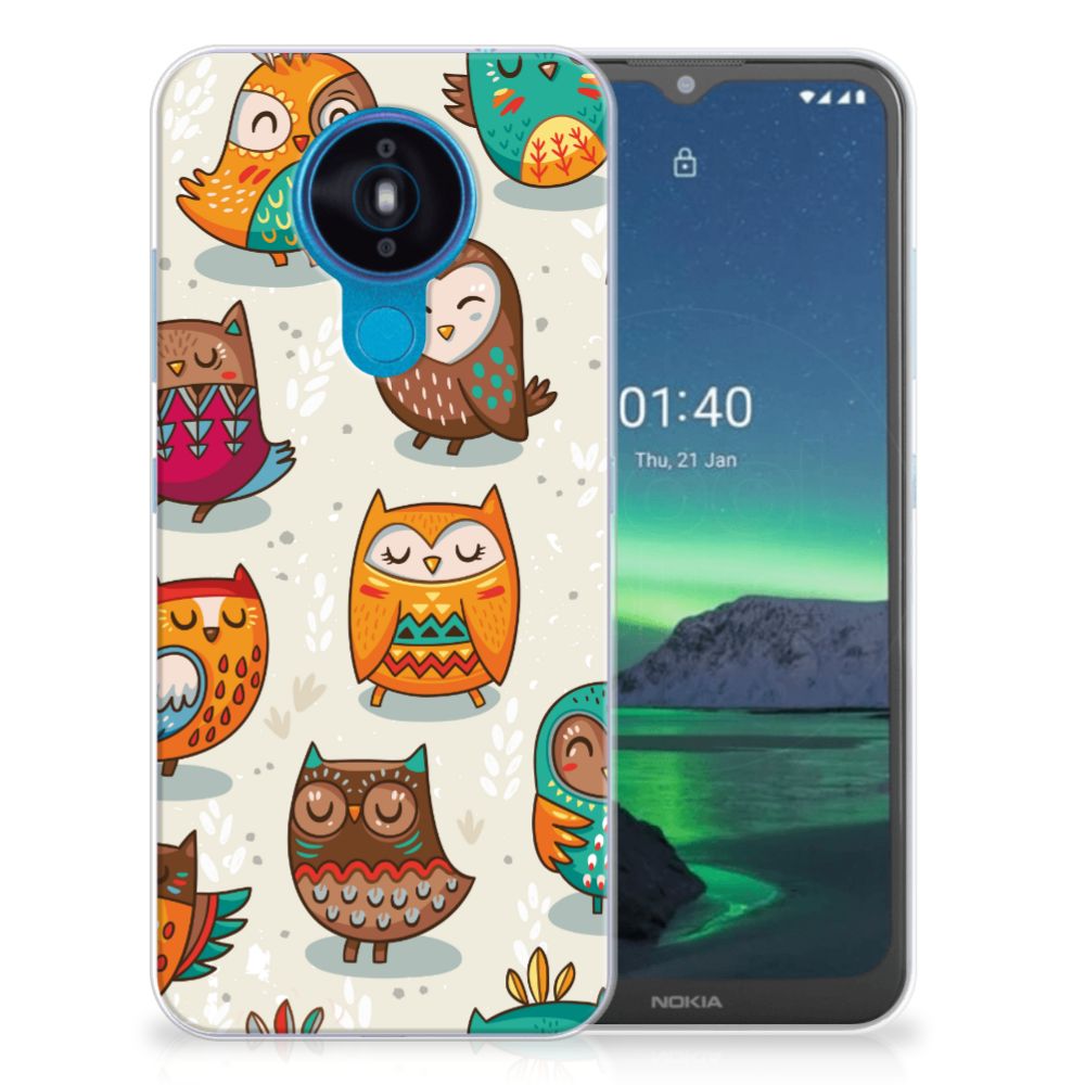 Nokia 1.4 TPU Hoesje Vrolijke Uilen