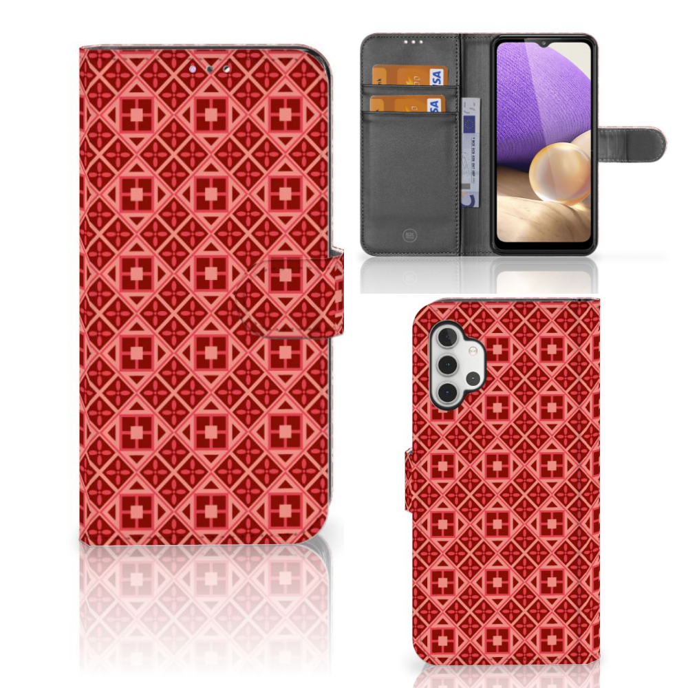 Samsung Galaxy A32 4G Telefoon Hoesje Batik Rood