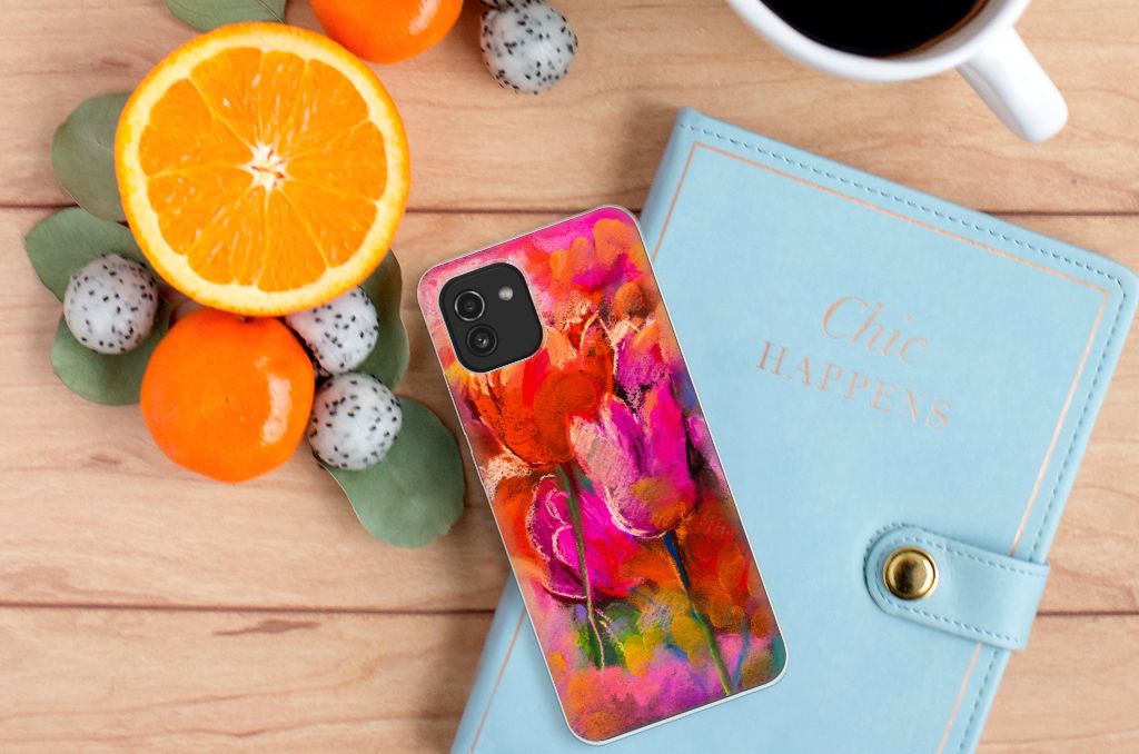 Hoesje maken Samsung Galaxy A03 Tulips B2C Telecom