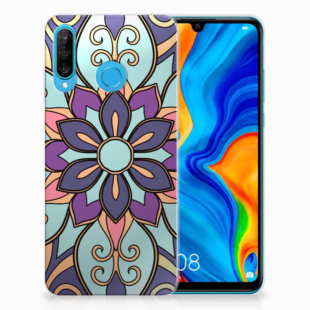 Huawei P30 Lite TPU Case Purple Flower