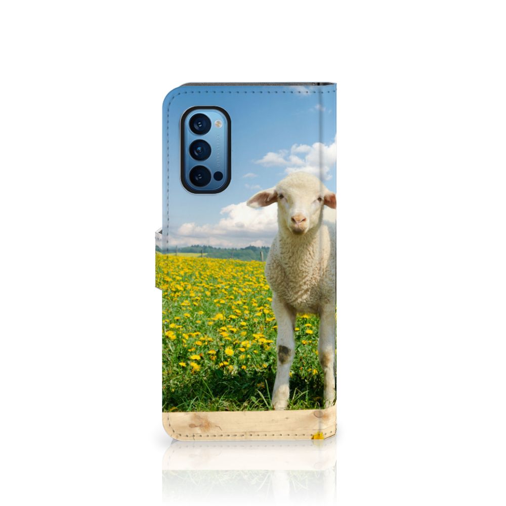 OPPO Reno 4 Pro 5G Telefoonhoesje met Pasjes Schaap en Lammetje