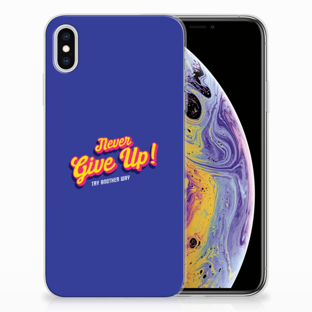 Apple iPhone Xs Max Siliconen hoesje met naam Never Give Up