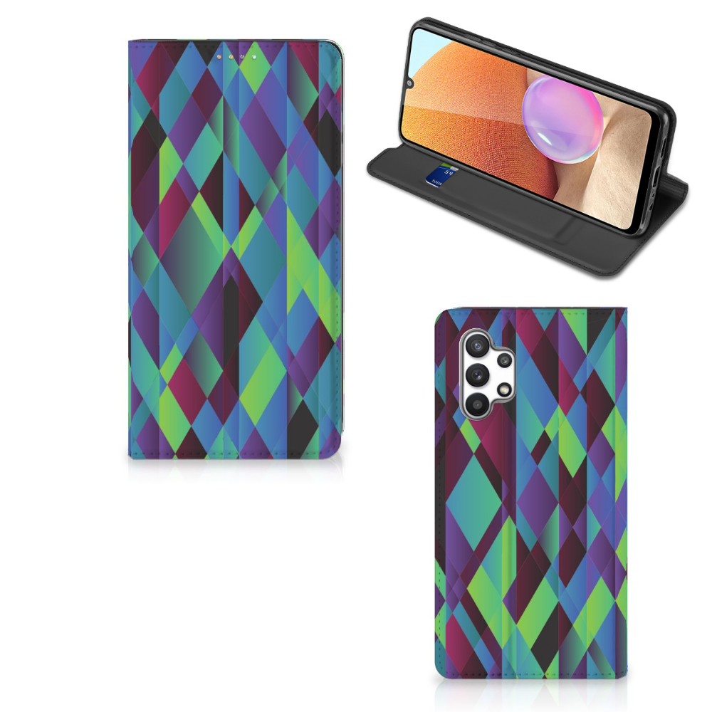 Samsung Galaxy A32 4G | A32 5G Enterprise Editie Stand Case Abstract Green Blue - B2C Telecom