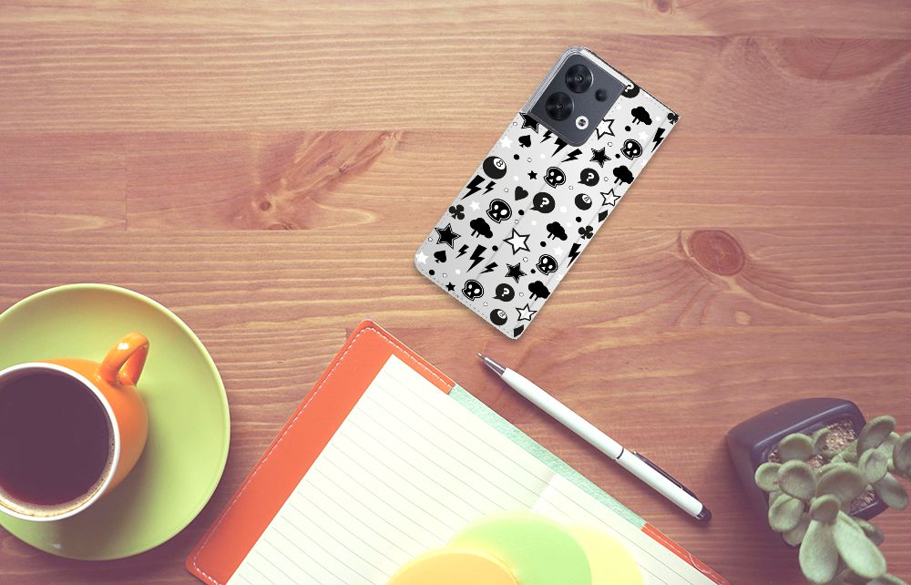 Mobiel BookCase OPPO Reno8 Silver Punk - B2C Telecom