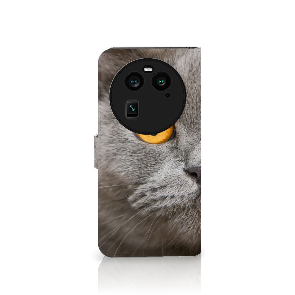 Telefoonhoesje met Pasjes OPPO Find X6 Britse Korthaar met afbeelding van een Britse Korthaar kat