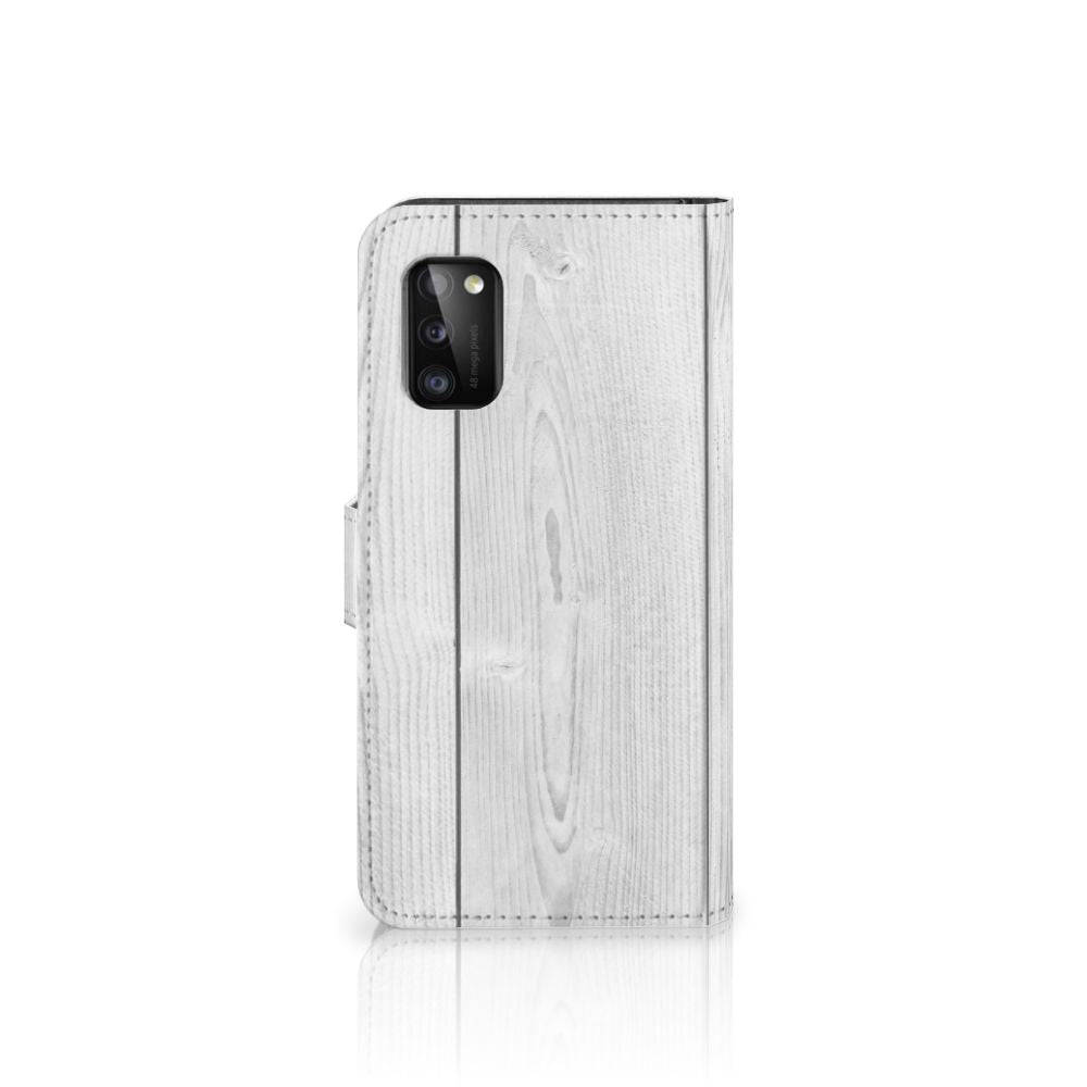 Samsung Galaxy A41 Book Style Case White Wood