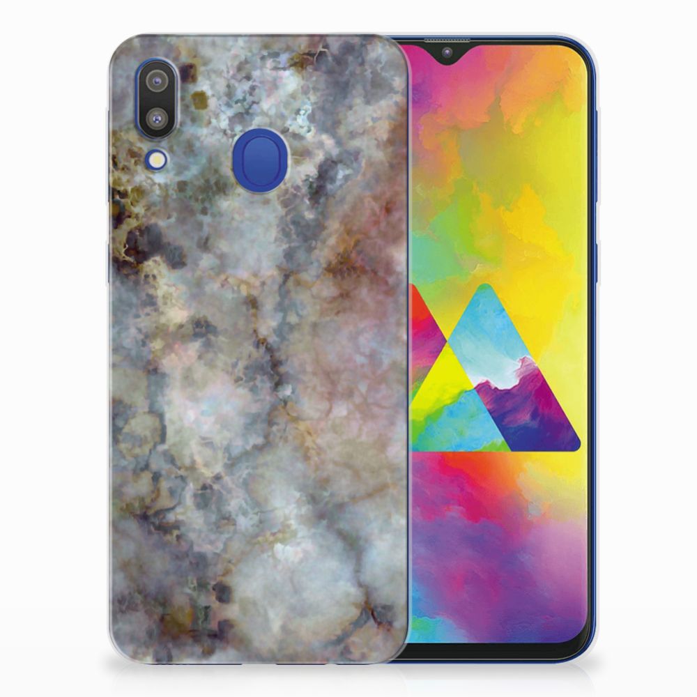 Samsung Galaxy M20 (Power) TPU Siliconen Hoesje Marmer Grijs
