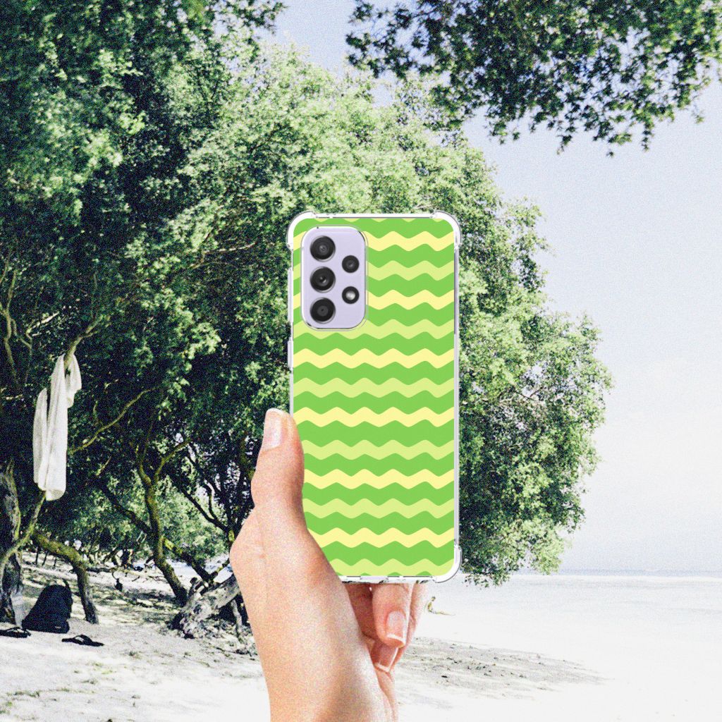 Samsung Galaxy A33 Doorzichtige Silicone Hoesje Waves Green B2C Telecom