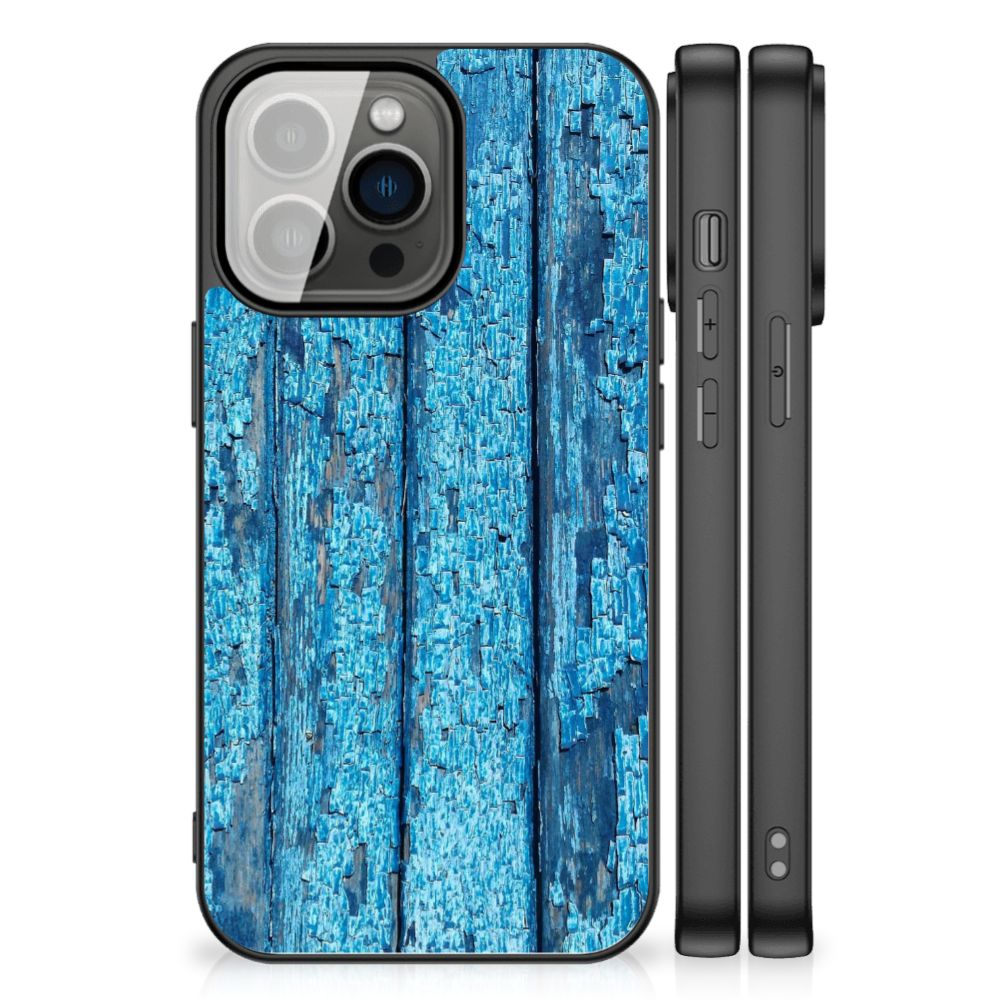iPhone 13 Pro Houten Print Telefoonhoesje Wood Blue B2C Telecom