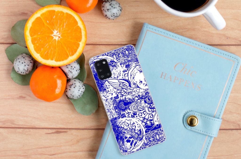 Silicone Back Case Samsung Galaxy A31 Angel Skull Blauw B2C Telecom
