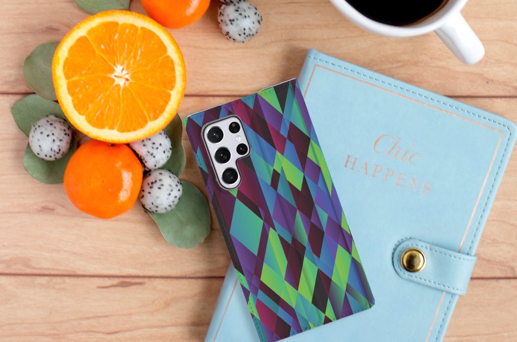 Samsung Galaxy S22 Ultra Stand Case Abstract Green Blue - B2C Telecom