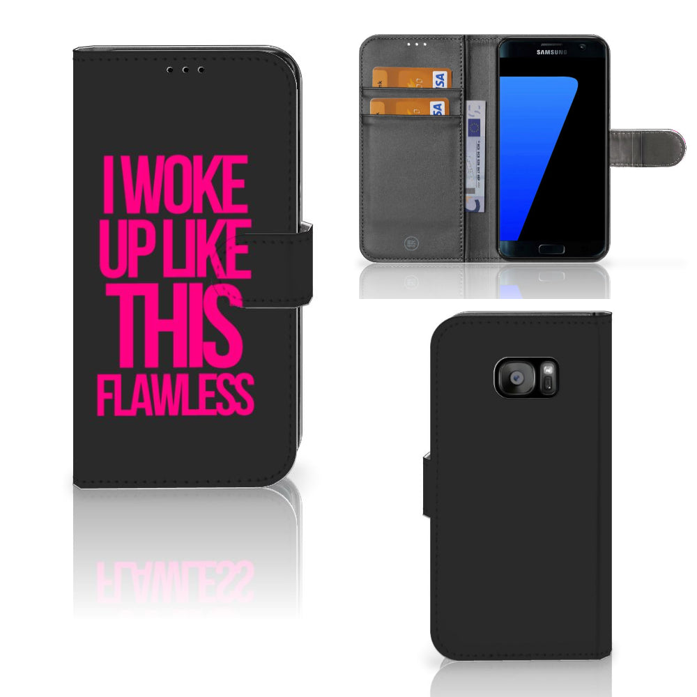 Samsung Galaxy S7 Edge Hoesje met naam Woke Up - Origineel Cadeau Zelf Maken