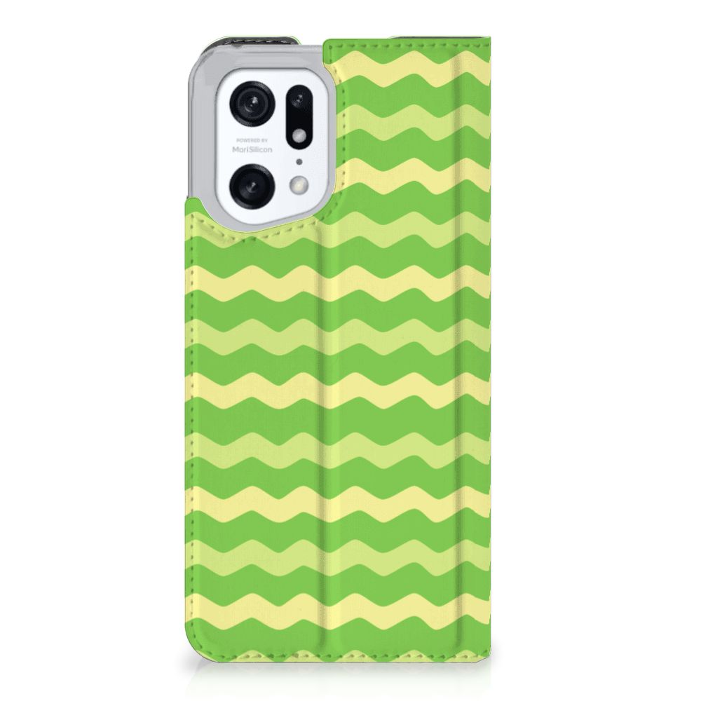 OPPO Find X5 Pro Hoesje met Magneet Waves Green - B2C Telecom