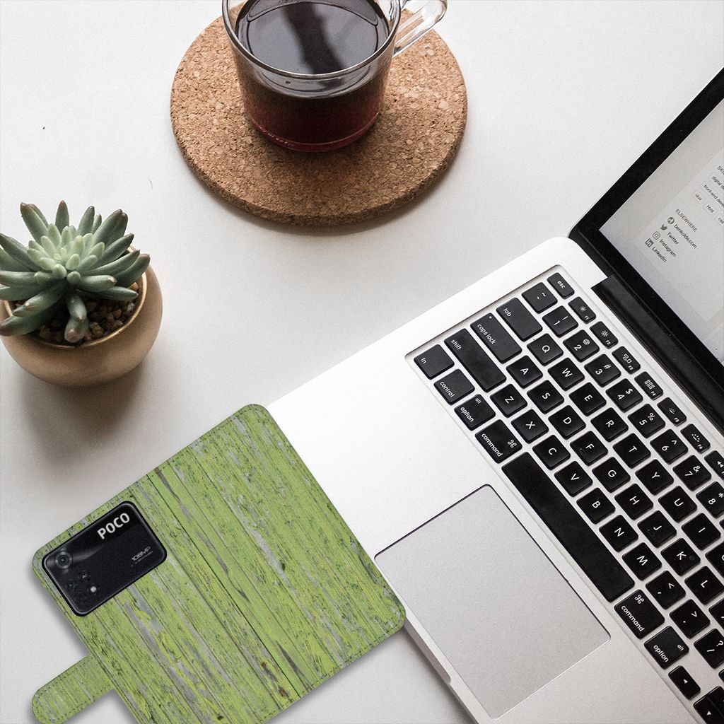 Xiaomi Poco X4 Pro 5G Book Style Case Green Wood