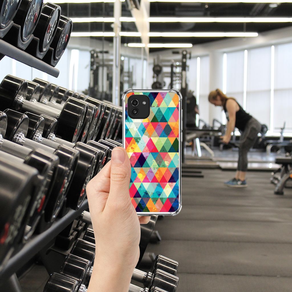 Samsung Galaxy A03 Doorzichtige Silicone Hoesje Geruit B2C Telecom