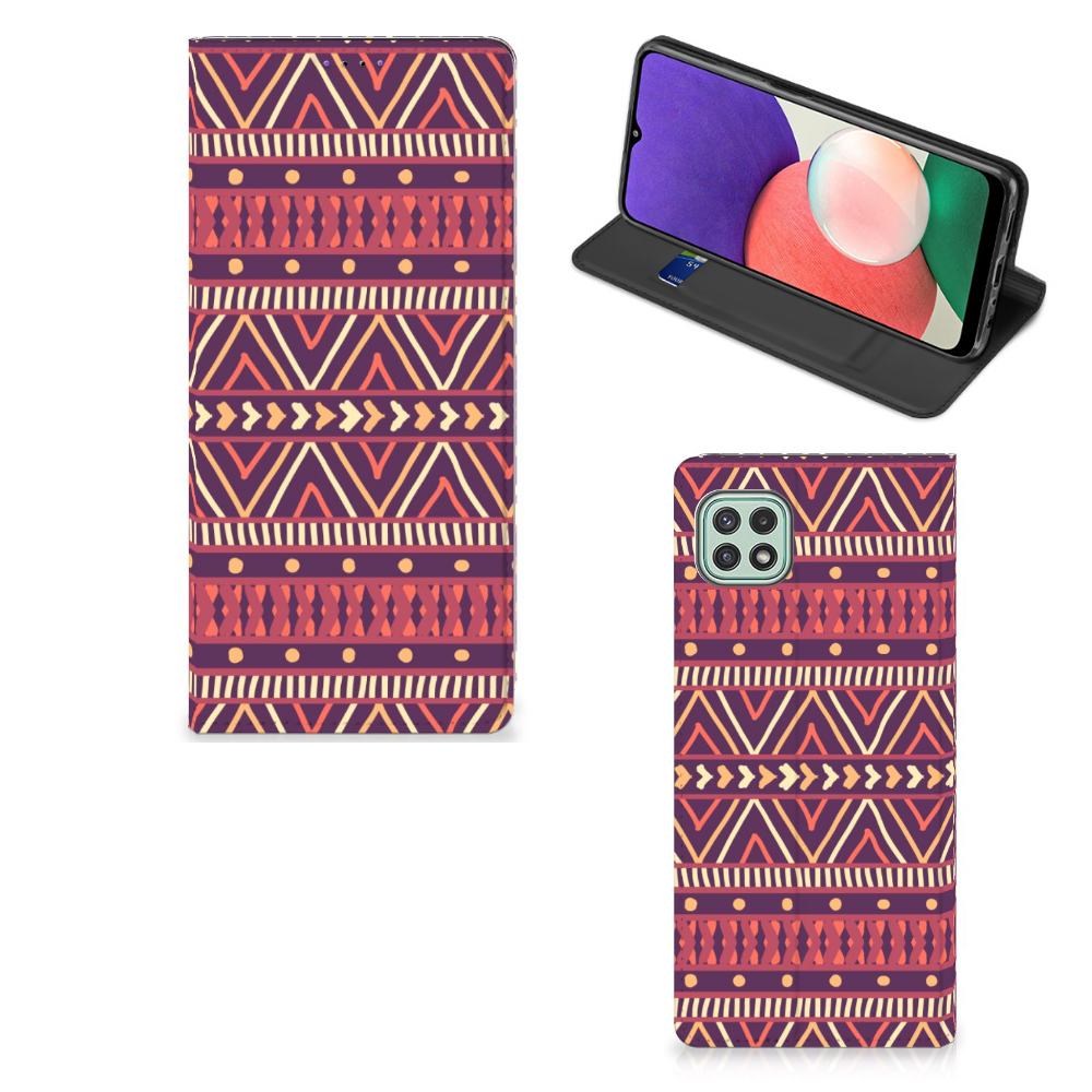 Samsung Galaxy A22 5G Hoesje met Magneet Aztec Paars - B2C Telecom