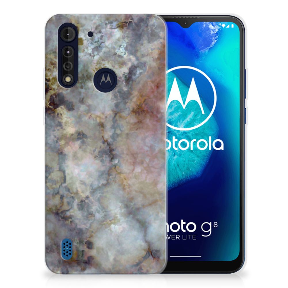 Motorola Moto G8 Power Lite TPU Siliconen Hoesje Marmer Grijs B2C Telecom