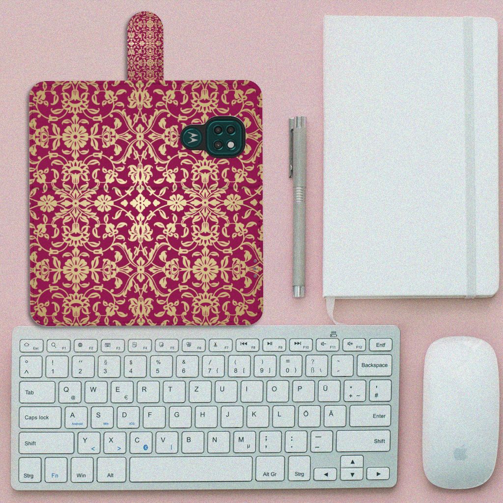 Wallet Case Motorola Moto G9 Play | E7 Plus Barok Pink