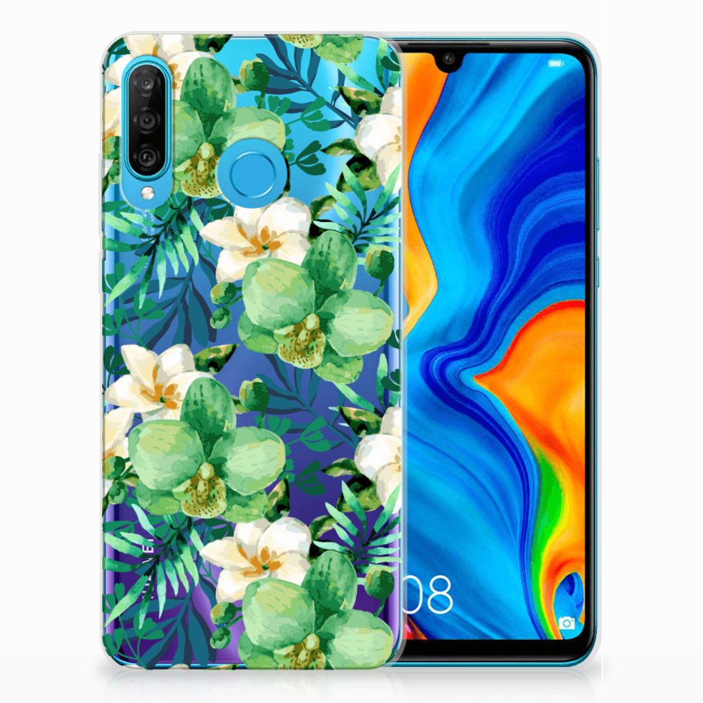 Huawei P30 Lite TPU Case Orchidee Groen