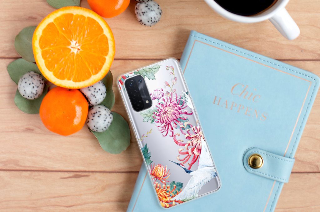 OPPO A93 5G TPU Hoesje Bird Flowers