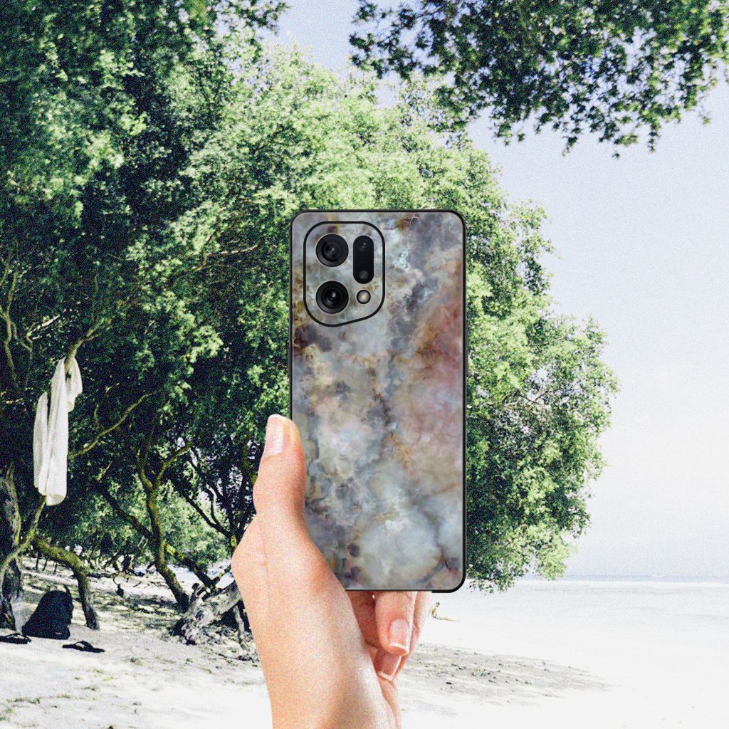 OPPO Find X5 Marmeren Print Telefoonhoesje Marmer Grijs B2C Telecom