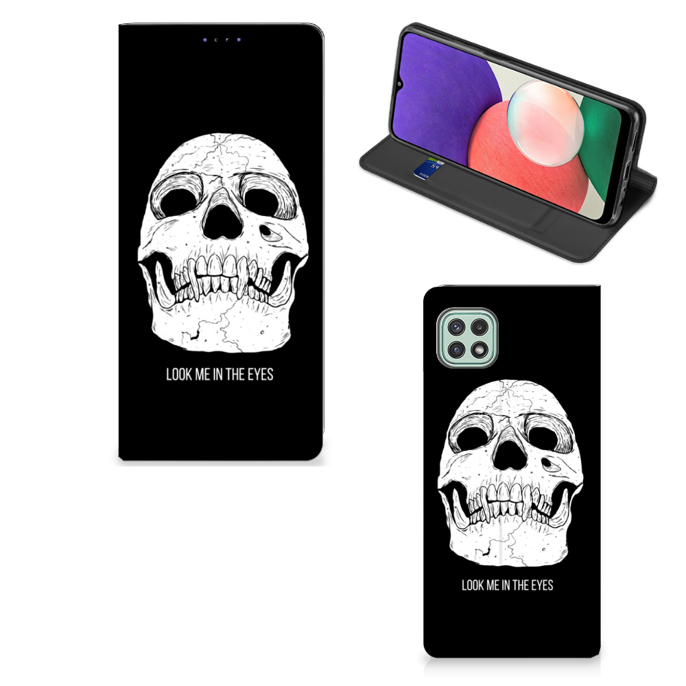 Mobiel BookCase Samsung Galaxy A22 5G Skull Eyes - B2C Telecom