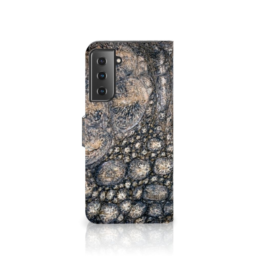 Samsung Galaxy S21 Plus Telefoonhoesje met Pasjes Krokodillenprint
