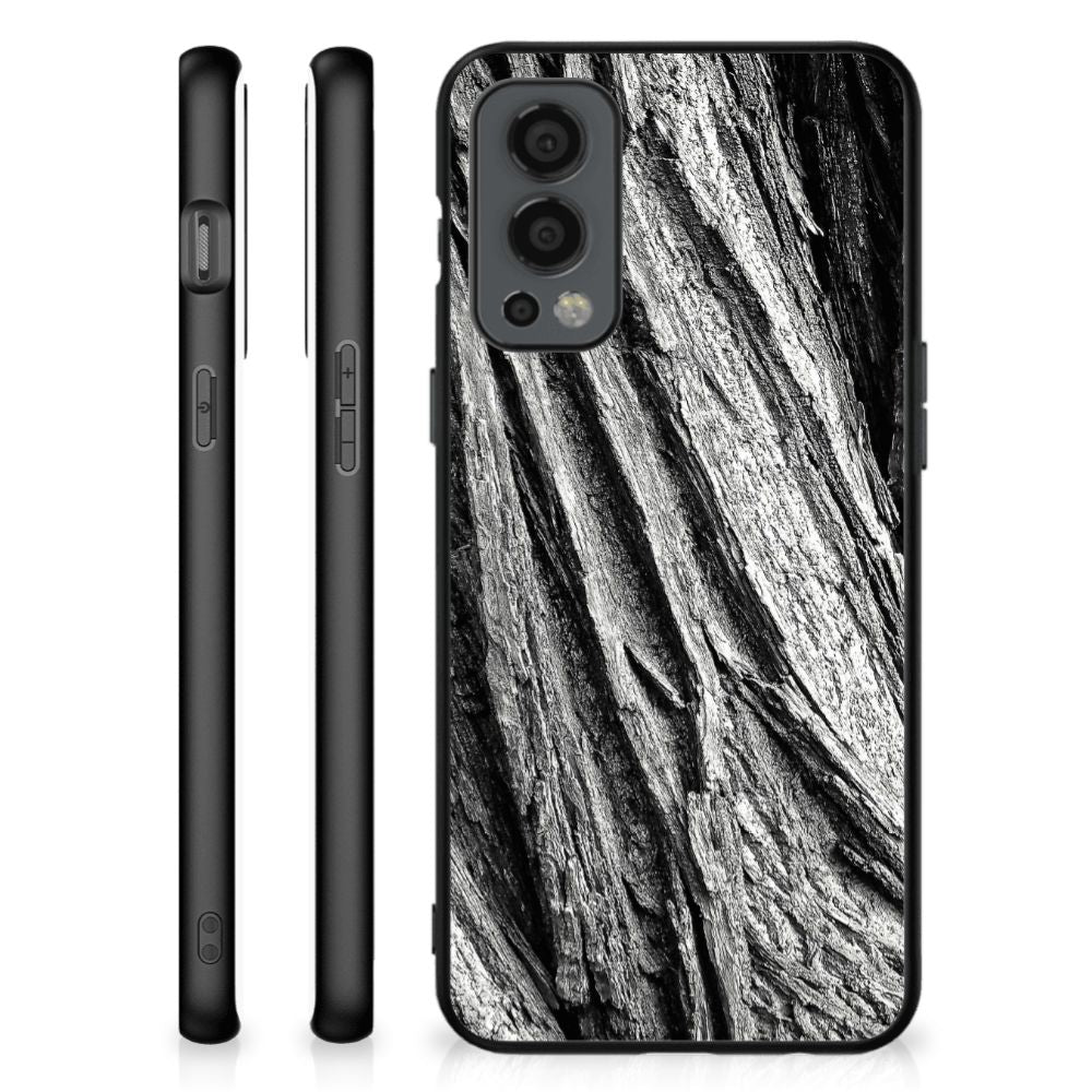 Houten Print Telefoonhoesje OnePlus Nord 2 Boomschors Grijs B2C Telecom