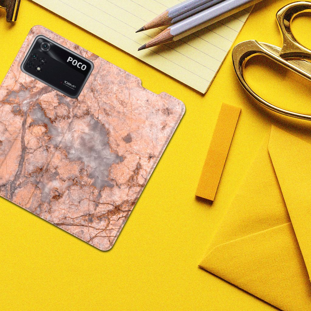Poco X4 Pro 5G Standcase Marmer Oranje - B2C Telecom