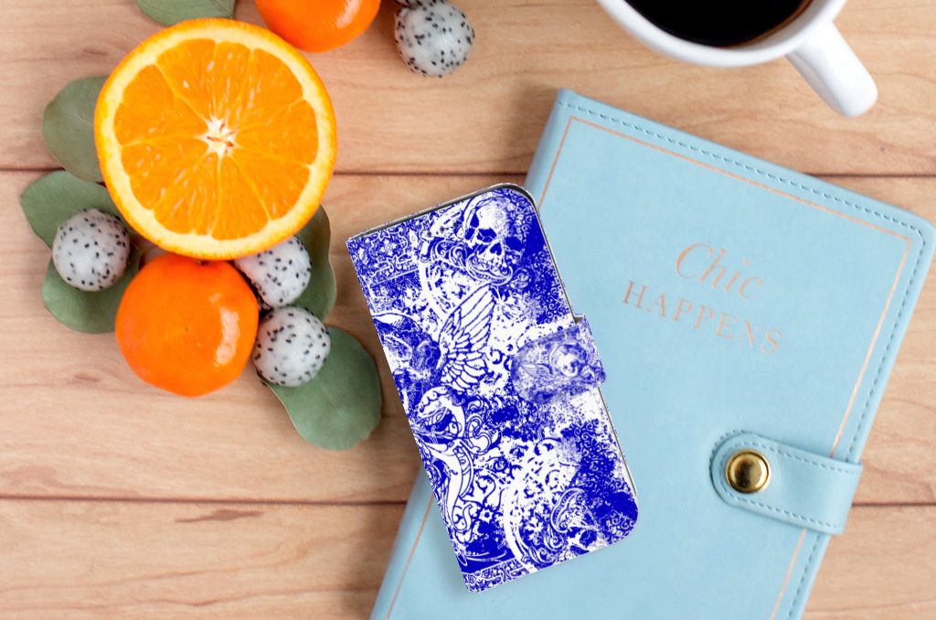 Telefoonhoesje met Naam Samsung Galaxy S10e Angel Skull Blauw