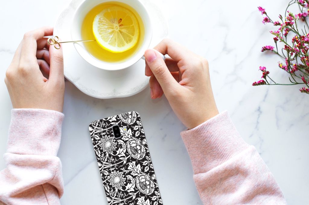 Samsung Galaxy J6 Plus (2018) TPU Case Black Flowers